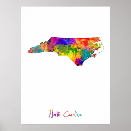 North Carolina Map Poster (Voorkant)