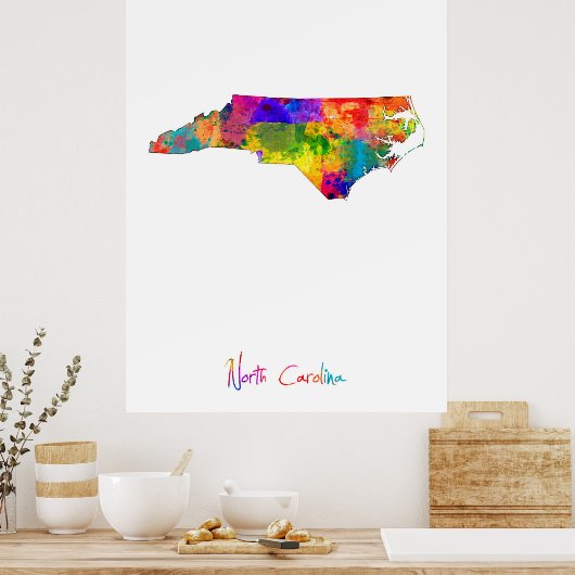 North Carolina Map Poster (Keuken)