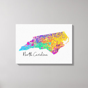 North Carolina Modern Map Canvas Afdruk