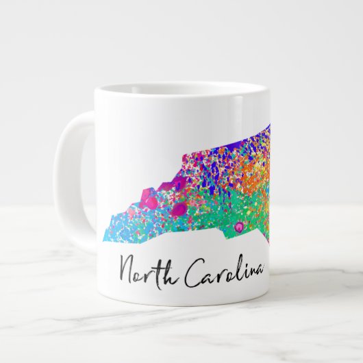 North Carolina Modern Map Extra Grote Beker (Voorkant links)