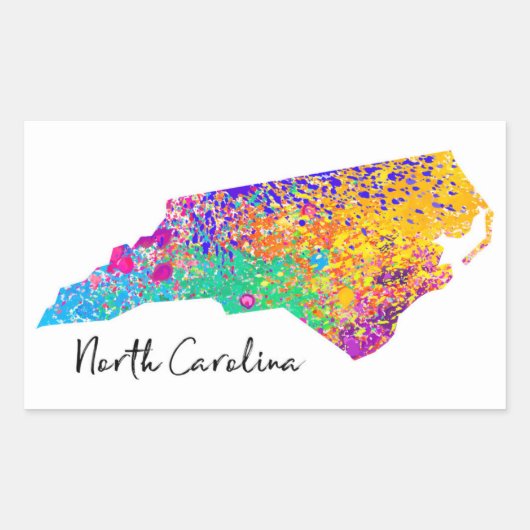 North Carolina Modern Map Rechthoekige Sticker (Voorkant)