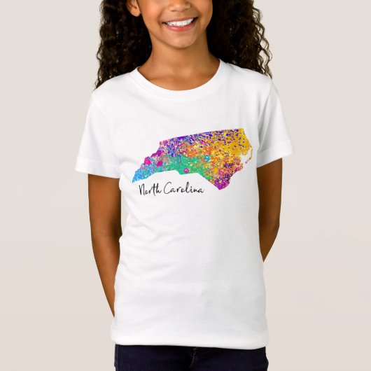 North Carolina Modern Map T-shirt (Voorkant)