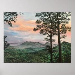 North Carolina Mountain Sunrise Acrylic Painting Poster