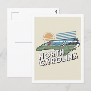 North Carolina Retro Travel Design Iconisch US Briefkaart