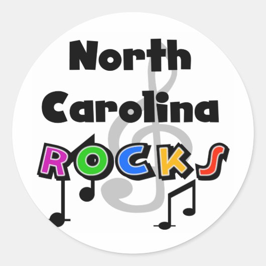 North Carolina Rocks Ronde Sticker (Voorkant)