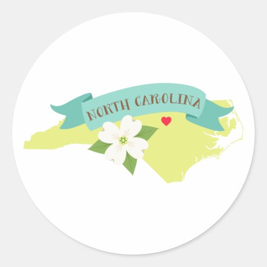 North Carolina Ronde Sticker (Voorkant)