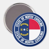 North Carolina Round Emblem Magneet (Voorkant / Achterkant)
