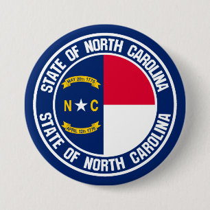 North Carolina Round Emblem Ronde Button 7,6 Cm