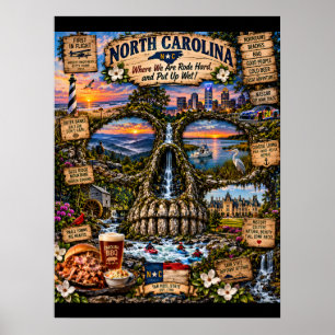 North Carolina Schedel Art Print State of Mind