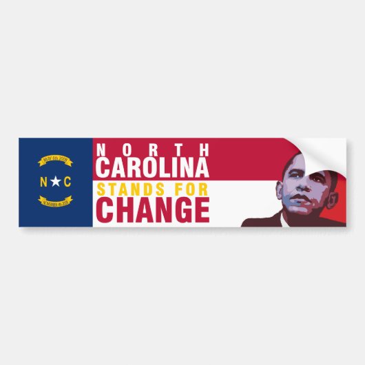 North Carolina Stands for Change - Bumpersticker (Voorkant)