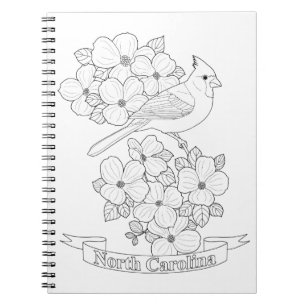 North Carolina State Bird and Flower Coloring Page Notitieboek