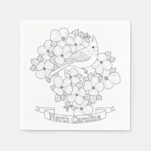 North Carolina State Bird and Flower Coloring Page Servet