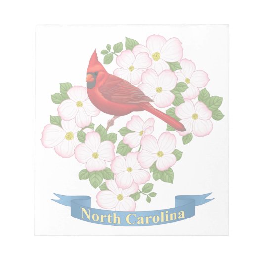 North Carolina State Cardinale Bird Dogwood Flower Notitieblok (Voorkant)