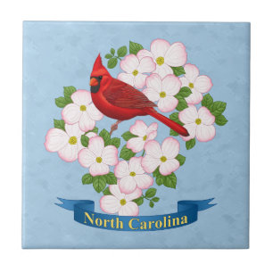 North Carolina State Cardinale Bird Dogwood Flower Tegeltje