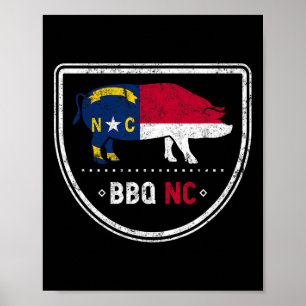 North Carolina State Flag BBQ NC Poster