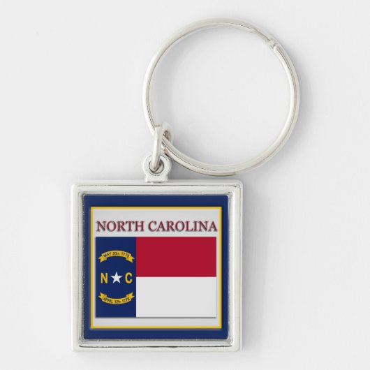 North Carolina State Flag Design Premium Sleutelha Sleutelhanger (Voorkant)
