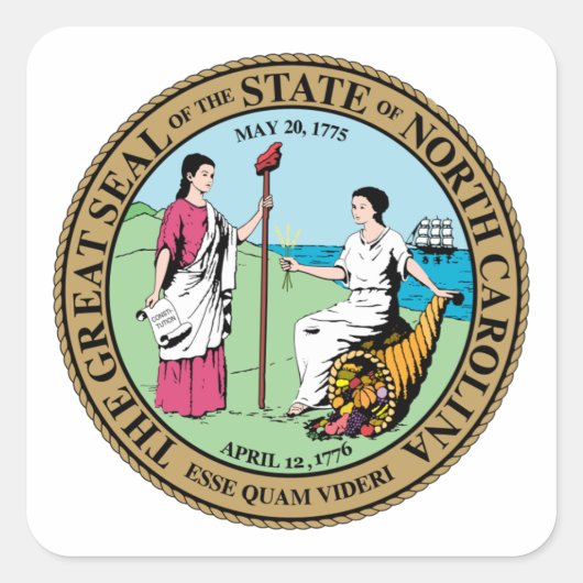 North Carolina State Seal - Vierkante Sticker (Voorkant)