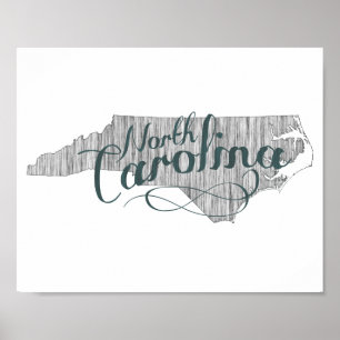 North Carolina State Typografie Poster