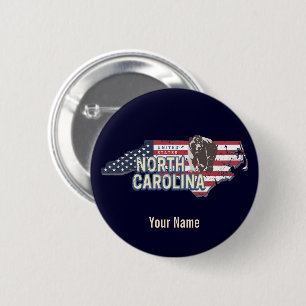 North Carolina State Verenigde Staten Kaart USA  Ronde Button 5,7 Cm