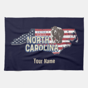 North Carolina State Verenigde Staten Kaart USA Theedoek
