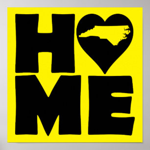 North Carolina Thuis Hart Staat Poster Bord