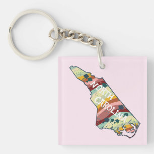 North Carolina Verenigde Staten Kaart Illustratie Sleutelhanger