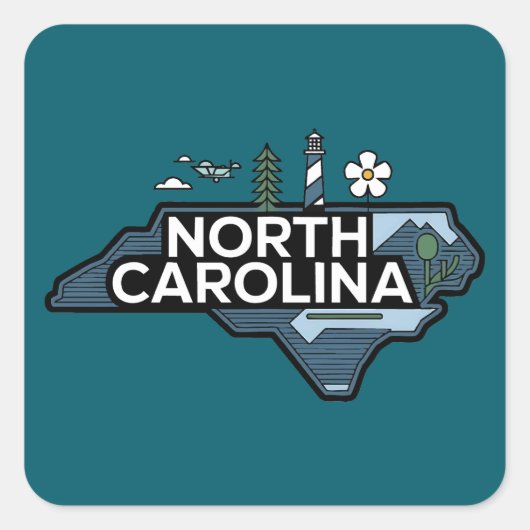 North Carolina, Verenigde Staten Vierkante Sticker (Voorkant)