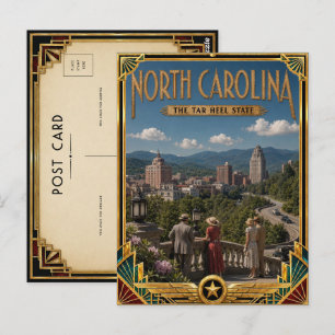 North Carolina Vintage Art Deco Gouden Tijdperk Briefkaart