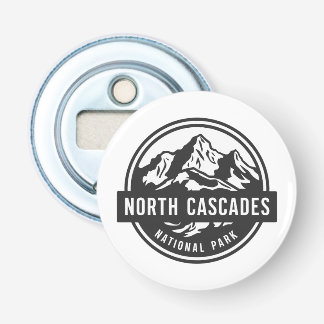 North Cascades Nationaal Park Zwart Wit Embleem Button Flesopener