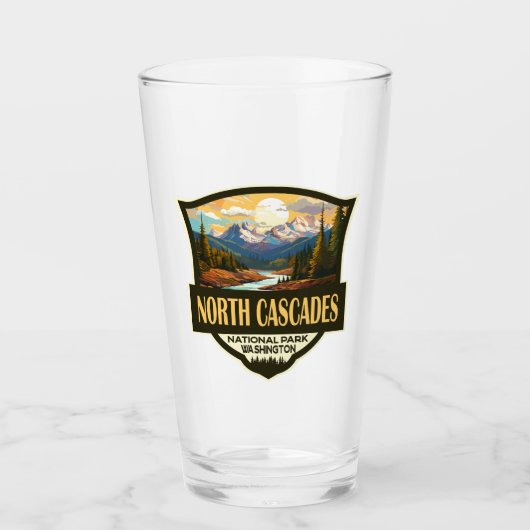 North Cascades National Park Illustratie Reizen Glas (Voorkant)