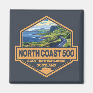 North Coast 500 Schotland Travel Art Badge Magneet