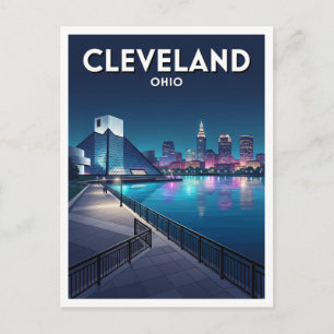 North Coast Harbor en skyline van Cleveland Ohio Briefkaart