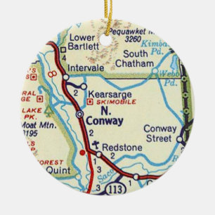 North Conway, NH  Kaart Keramisch Ornament