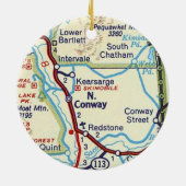 North Conway, NH Kaart Keramisch Ornament (Achterkant)