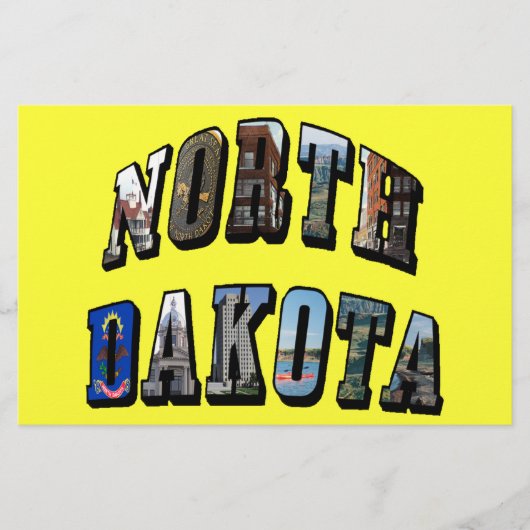 North Dakota Afbeelding Text Briefpapier (Voorkant)