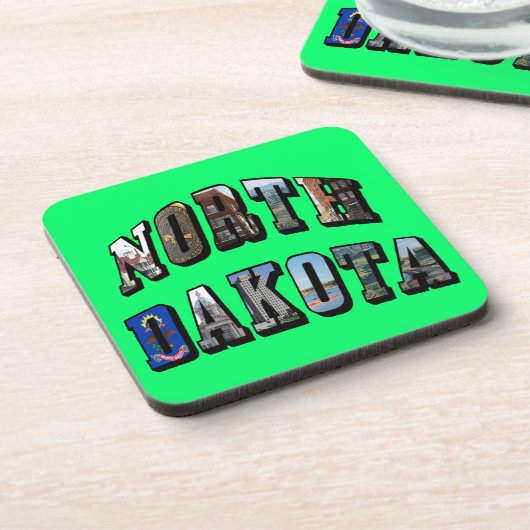 North Dakota Afbeelding Text Drankjes Onderzetter (Linkerzijde)