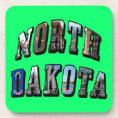 North Dakota Afbeelding Text Drankjes Onderzetter (Voorkant)