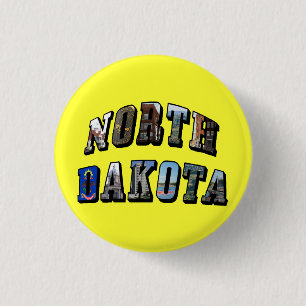 North Dakota Afbeelding Text Ronde Button 3,2 Cm