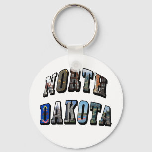 North Dakota Afbeelding Text Sleutelhanger