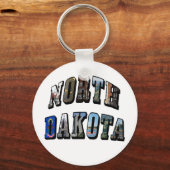 North Dakota Afbeelding Text Sleutelhanger (Voorkant)