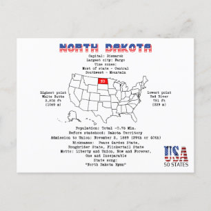 North Dakota Amerikaanse staat op een kaart en det