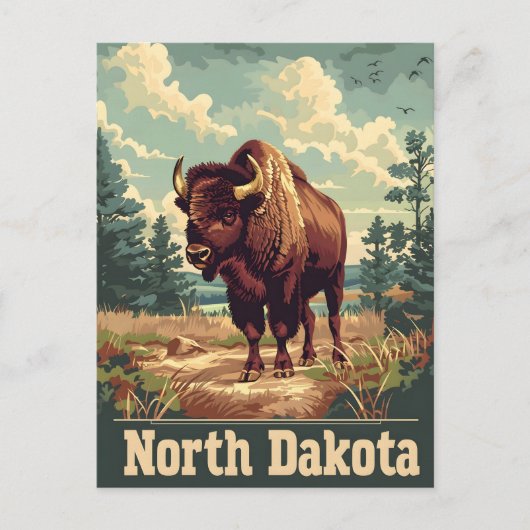North Dakota Bison Briefkaart (Voorkant)