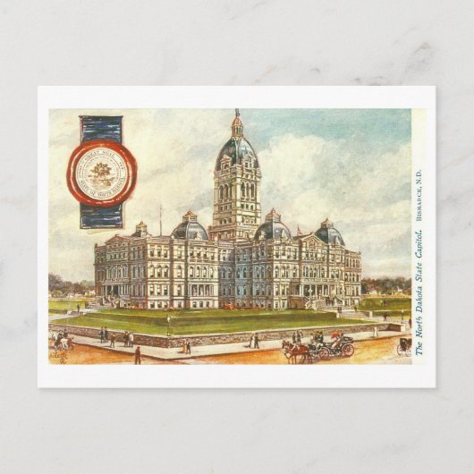  North Dakota Capitol met Seal Briefkaart (Voorkant)