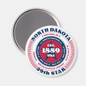 North Dakota Circle Typographie Souvenir Magnet (Recto/Verso)