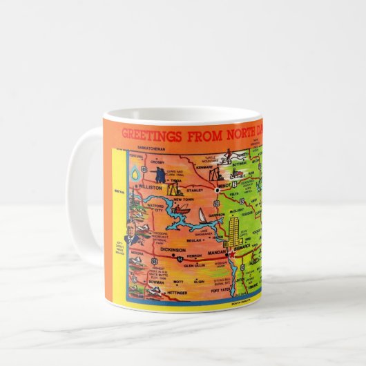 North Dakota Colorful Illustrated Map Mug (Devant gauche)