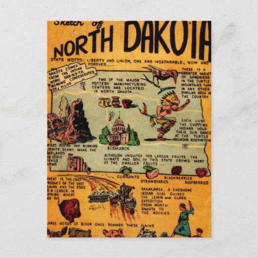 North Dakota Comic Book Briefkaart (Voorkant)