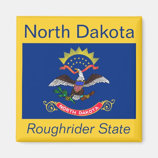 North Dakota Flag Magnet Magneet (Voorkant)