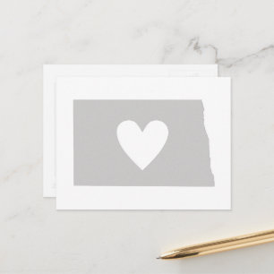 North Dakota Gray Map Shape Heart Dakotan Love Briefkaart