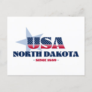 North Dakota in rood, wit en blauw Briefkaart