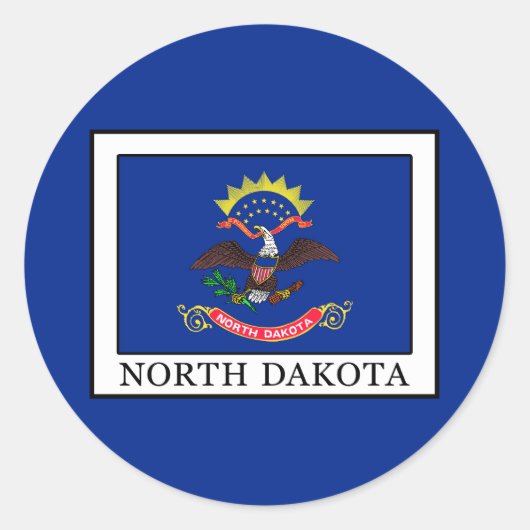 North Dakota Ronde Sticker (Voorkant)